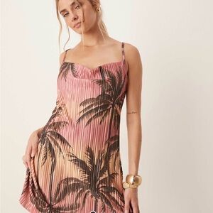 ASOS Pink and Brown Palm Print Swim Coverup